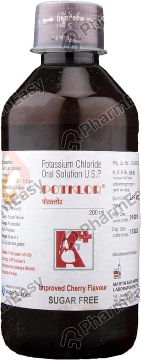 Potklor Cherry Flavour Sugar Free Bottle Of 200ml Solution