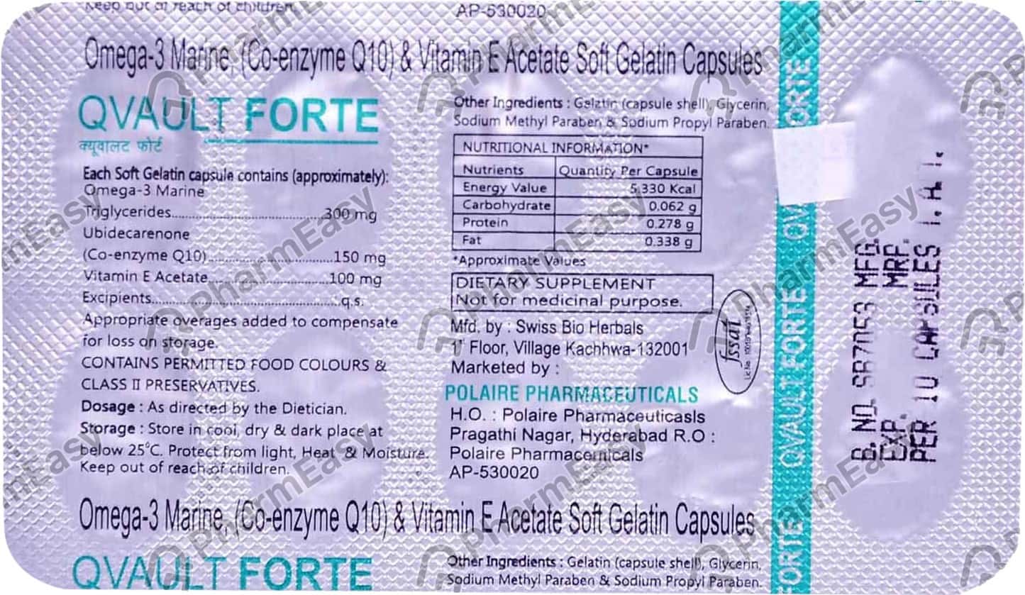 Buy Qvault Forte Strip Of 10 Capsules Online at Flat 15 OFF PharmEasy