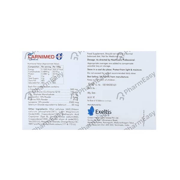 New Carnimed Plus Strip Of 10 Tablets