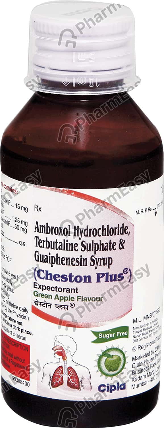 Cheston Plus Green Apple Flavour Sugar Free Bottle Of 100ml Expectorant