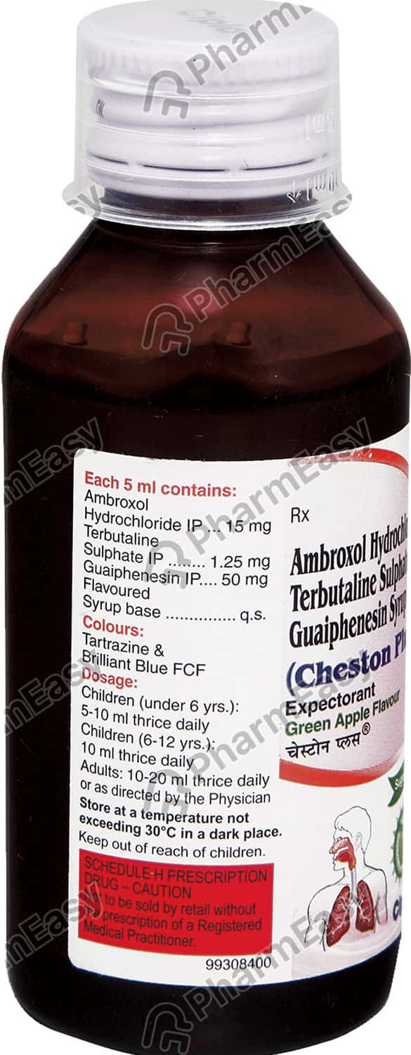 Cheston Plus Green Apple Flavour Sugar Free Bottle Of 100ml Expectorant