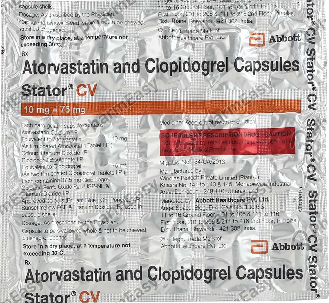 Stator Cv 10mg Strip Of 15 Capsules