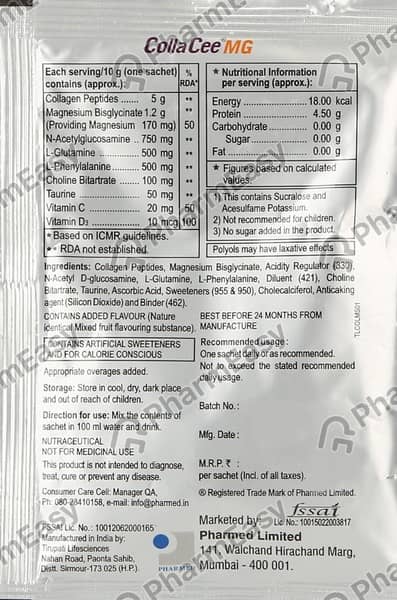 Collacee Mg Mixed Fruit Flavour Sugar Free Sachet Of 10Gm Powder