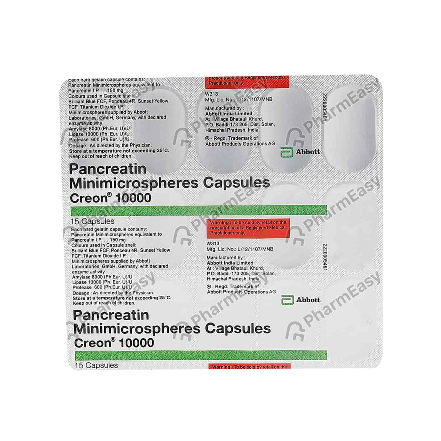 Buy Creon 10000 Cap 15'S Online at Flat 18% OFF* | PharmEasy