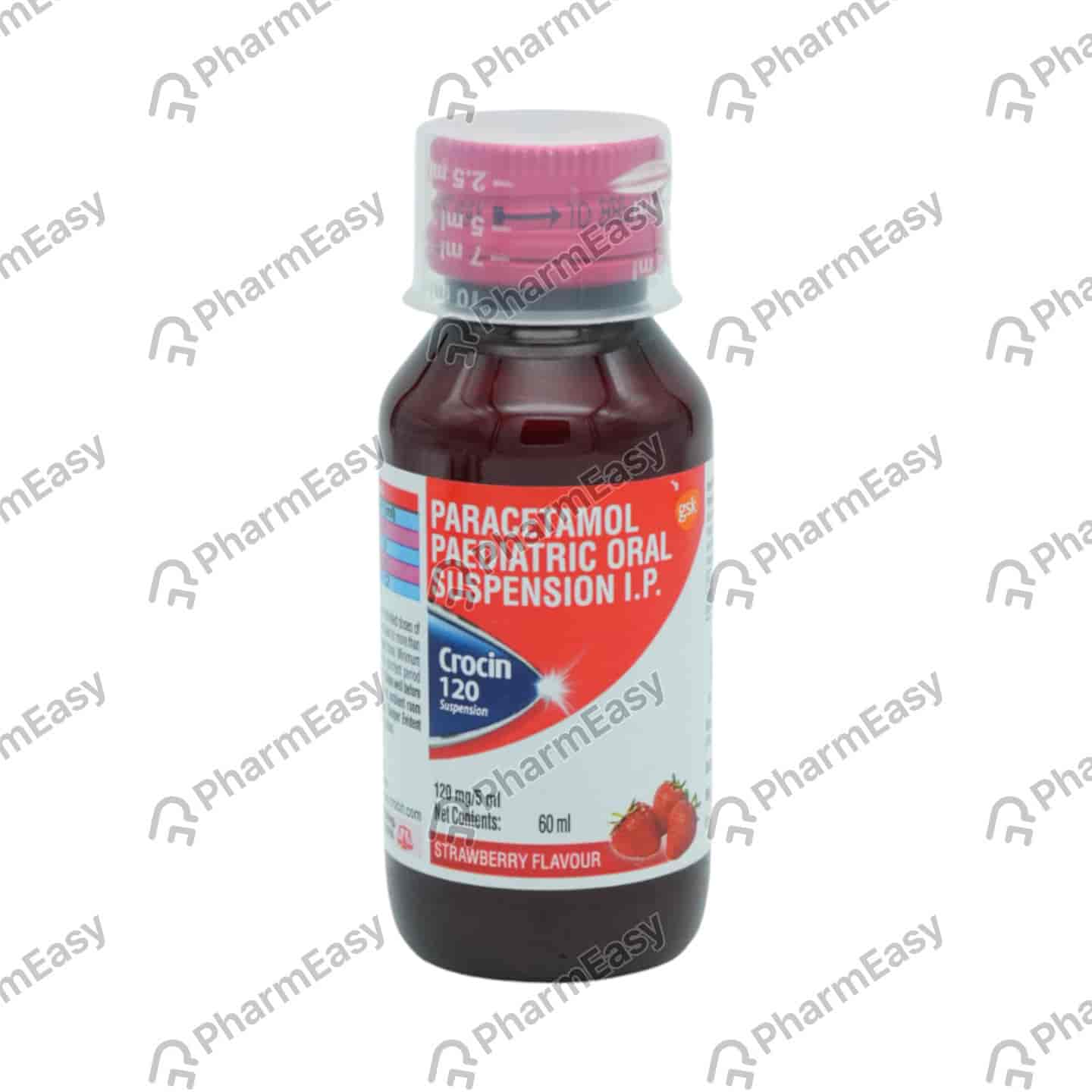 Crocin 120mg Strawberry Flavour Bottle Of 60ml Suspension