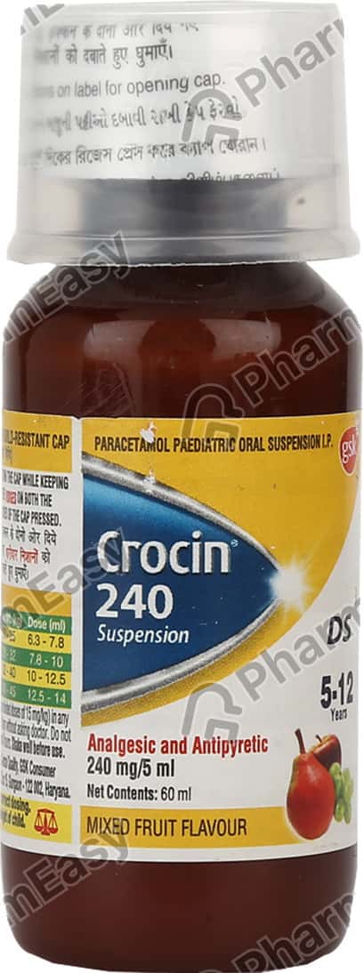 Crocin 240mg Ds Mixed Fruit Flavour Bottle Of 60ml Suspension