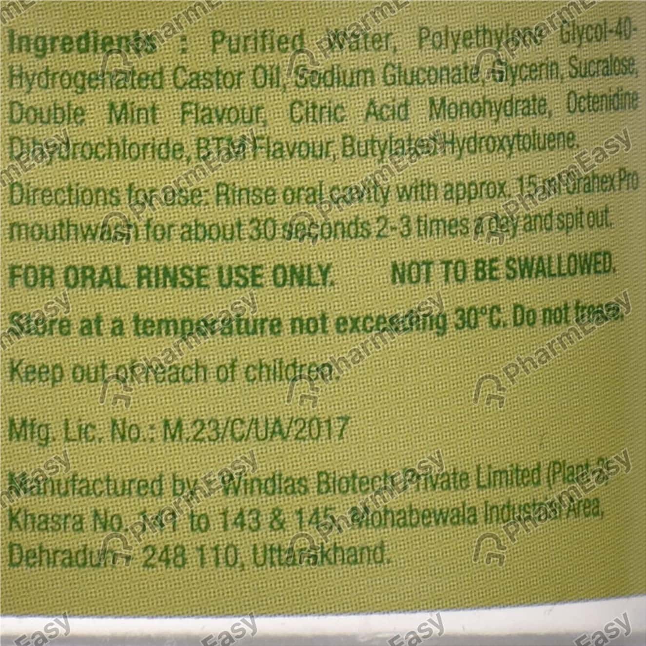 Buy Orahex Pro 0.1 W/V Mouth Wash (150) Online at Flat 15 OFF PharmEasy