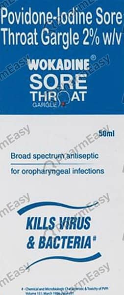 Wokadine 2% Sore Throat Bottle Of 50Ml Gargle