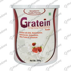 Gratein Strawberry Vanilla Flavour Tin Of 200gm Powder