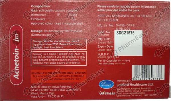 Acnetoin 10mg Strip Of 10 Capsules