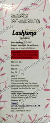 Lashisma Bottle Of 3ml Ophthalmic Solution (Pack Of 2)