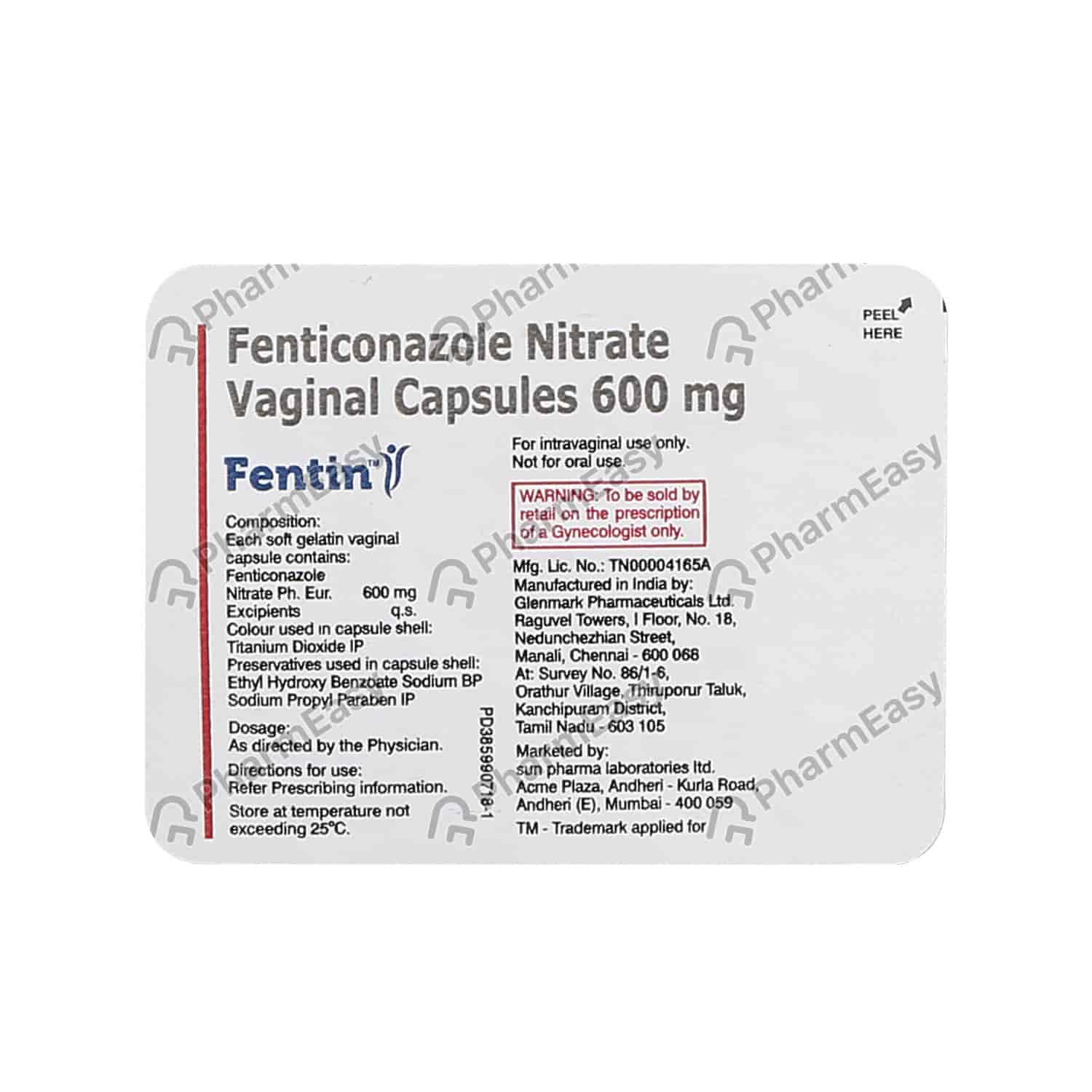 Buy Fentin 600mg Vag Cap 1'S Online at Flat 18 OFF* PharmEasy