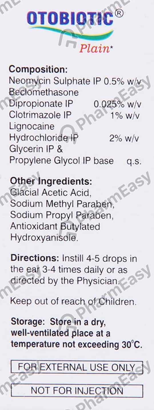Buy Otobiotic Plain Ear Drops 5ml Online at Flat 15 OFF PharmEasy