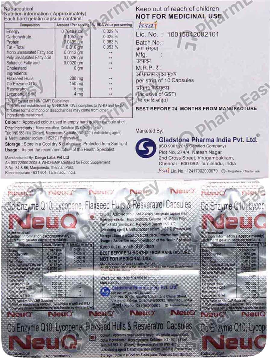 Buy Neuq Strip Of 10 Capsules Online at Flat 15 OFF PharmEasy
