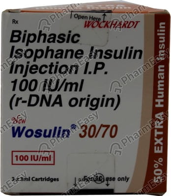 New Wosulin 30/70 100iu Cartridge Of 3ml Injection (Pack Of 3)