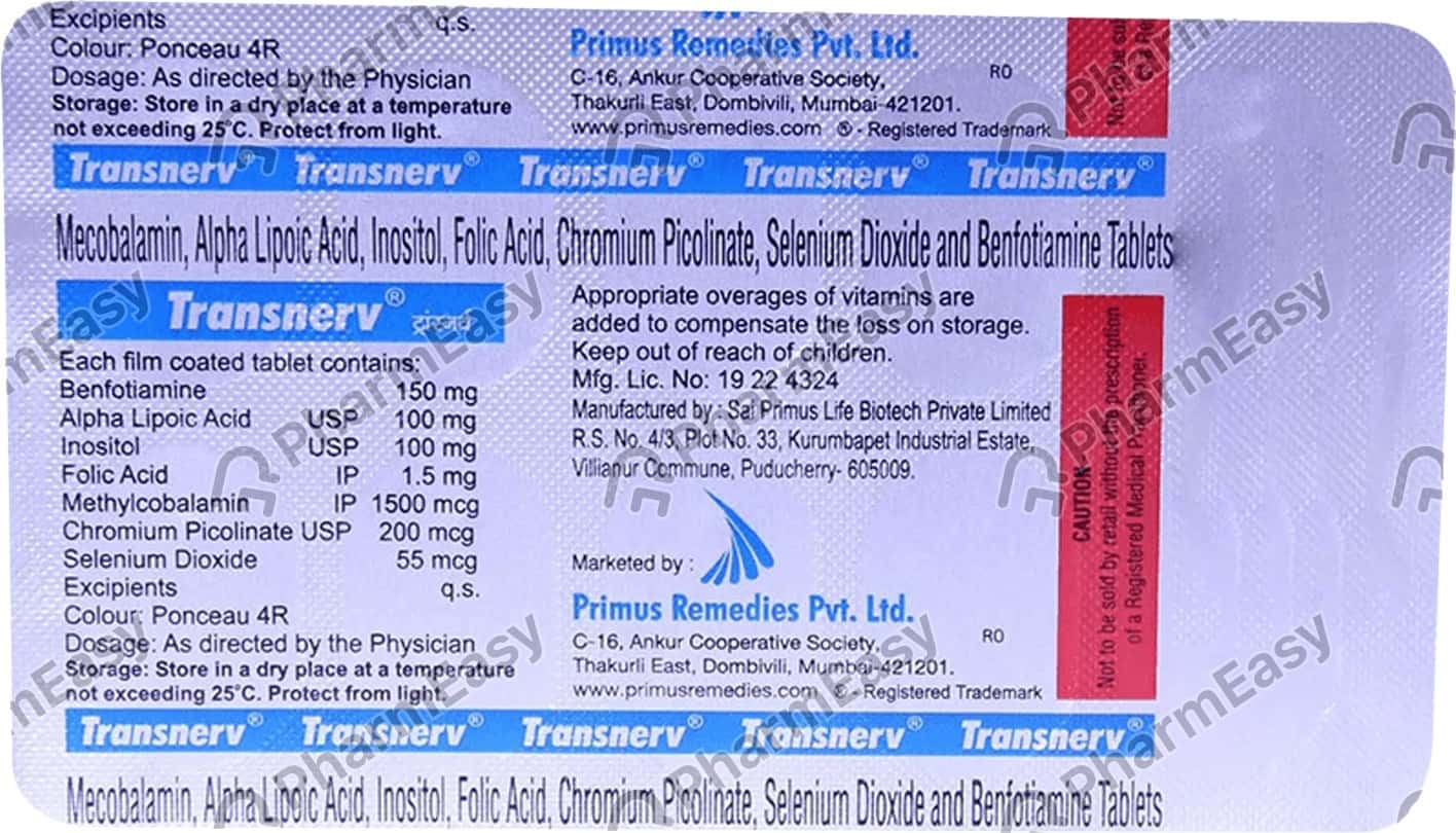 Buy Transnerv Strip Of 10 Tablets Online at Flat 15% OFF | PharmEasy