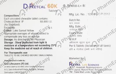 D Retcal 60k Orange Flav Chew Strip Of 6 Chewable Tablets