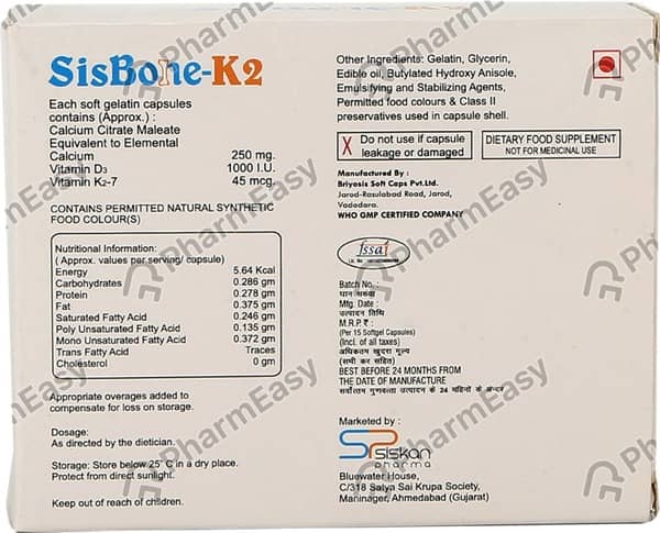Sisbone K2 Strip Of 15 Capsules