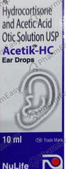 ACETIK HC BOTTLE OF 10ML EAR DROPS
