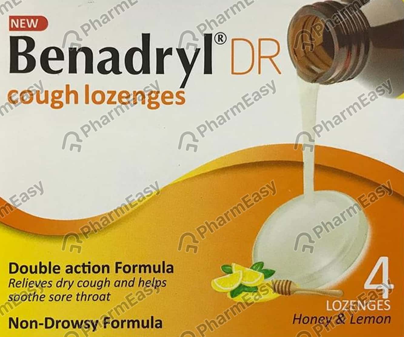 New Benadryl Dr Honey And Lemon Flavour Strip Of 4 Cough Lozenges