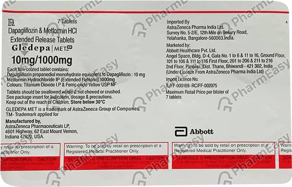 Gledepa Met Xr 10/1000Mg Tablet 7'S