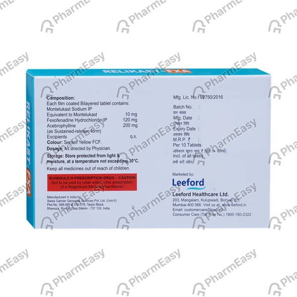 Relikast Fxa Strip Of 10 Tablets