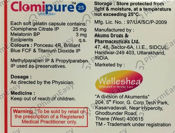Clomipure 25Mg Strip Of 10 Tablets