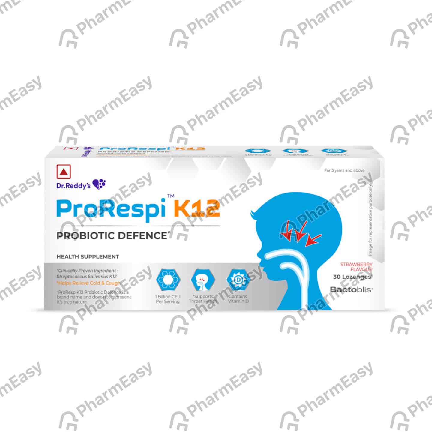 Prorespi K12 Strawberry Flavour Strip Of 10 Lozenges (pack Of 3)
