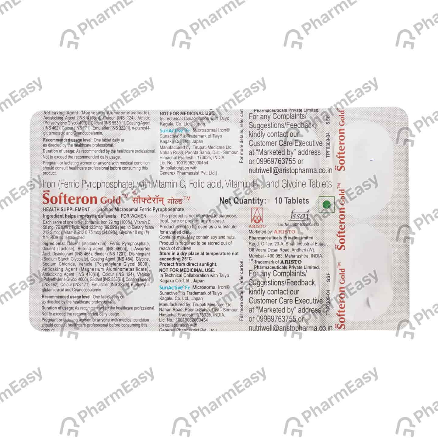 New Softeron Gold Strip Of 10 Tablets