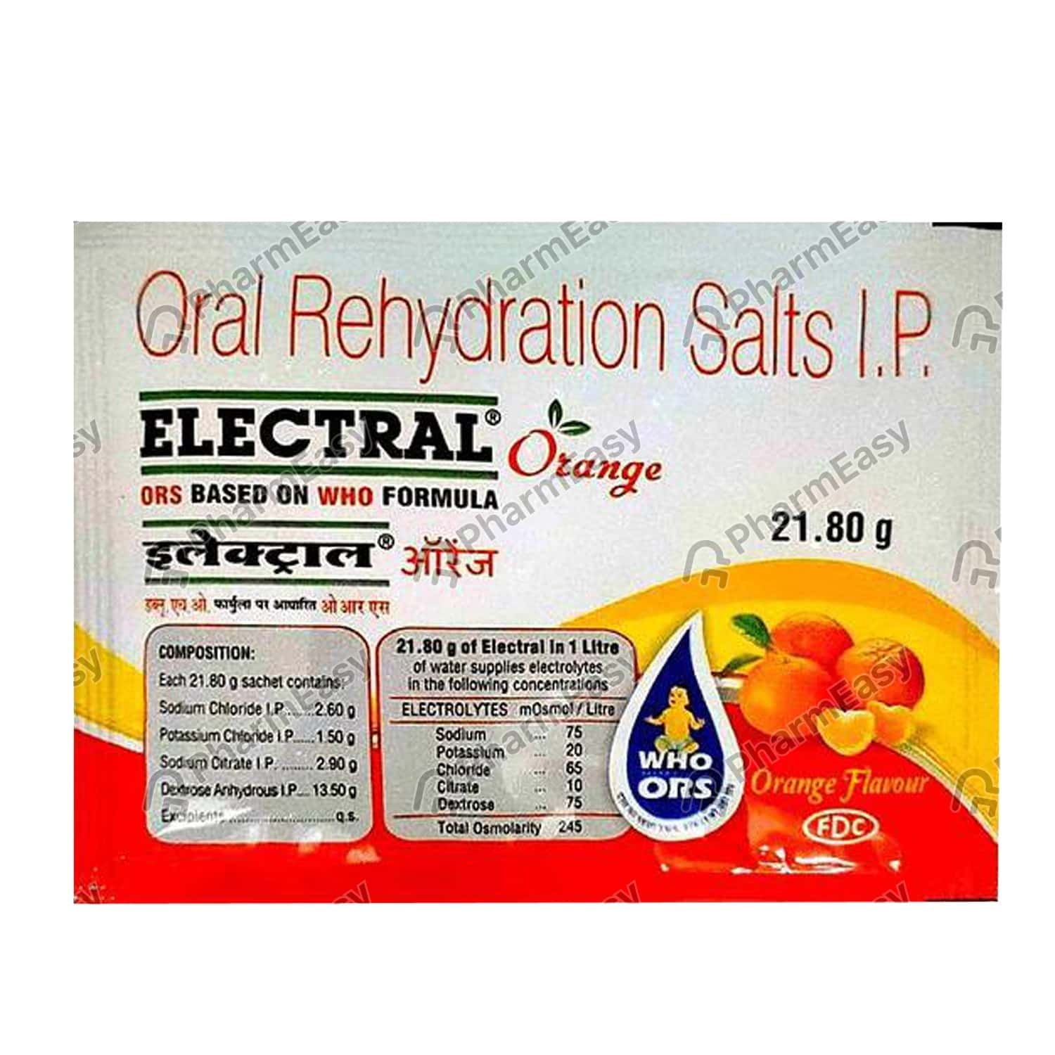 Buy Electral Orange Flavour Sachet Of 21.80gm Powder Online at Flat 18