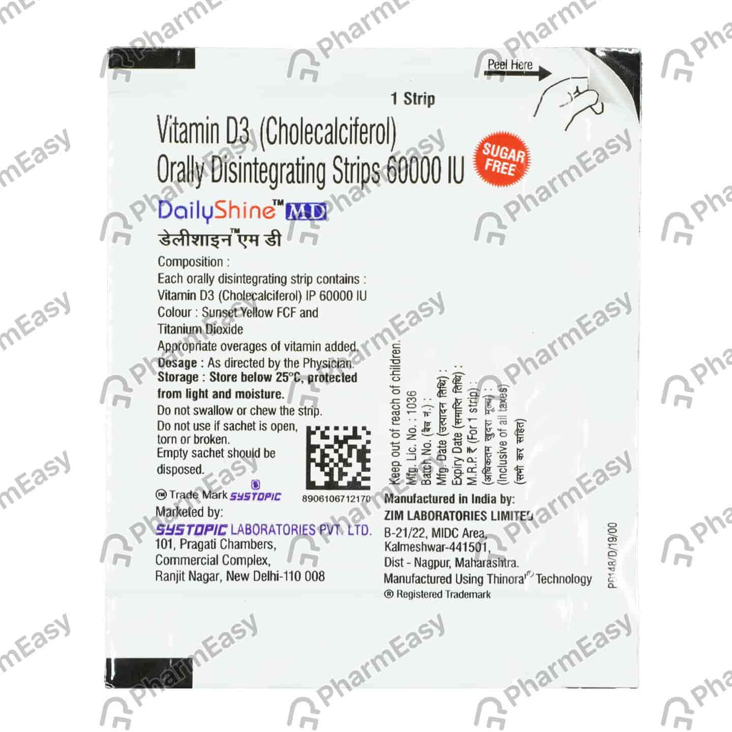 Dailyshine Md Sugar Free Mint Flavour Packet Of 1 Orally Disintegrating Strips