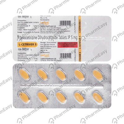 L Cetriver 5mg Md Strip Of 10 Tablets