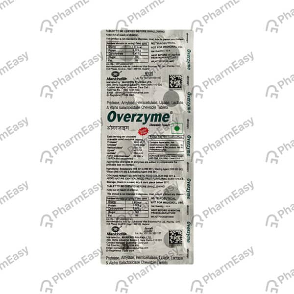 Overzyme Sugar Free Strip Of 10 Chewable Tablets