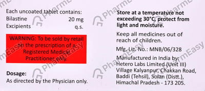 Bilazap 20mg Strip Of 10 Tablets