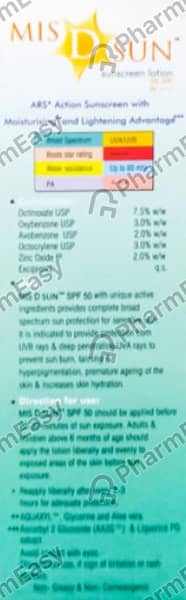 Mis D Sun Spf 50 Bottle Of 50Ml Sunscreen Lotion