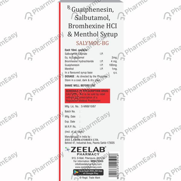 Salymol Bg Bottle Of 100ml Syrup