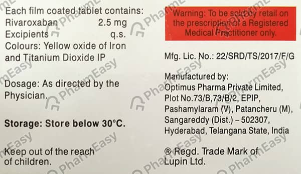 Rivaban 2.5mg Strip Of 14 Tablets