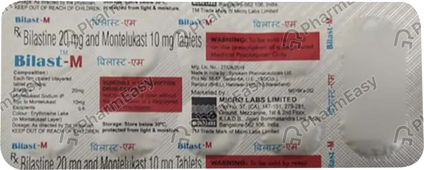 Bilast M Strip Of 10 Tablets: Uses, Side Effects, Price, Dosage ...