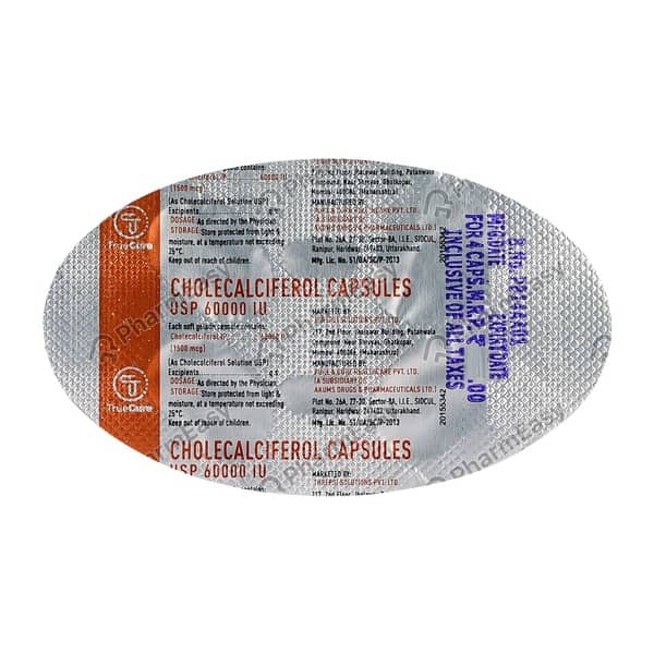 Truecure Vitamin D3 60000iu Strip Of 4 Capsules