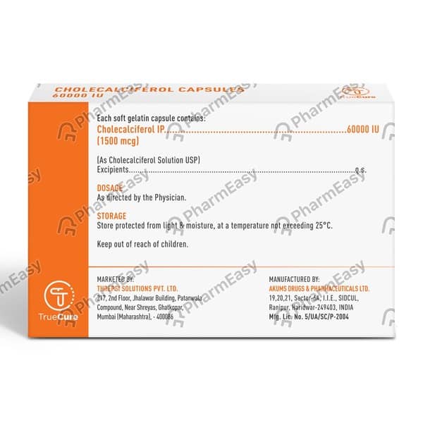 Truecure Vitamin D3 60000iu Strip Of 4 Capsules