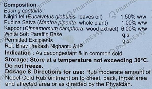 Nobel Cold Rub Tube Of 20Gm Ointment