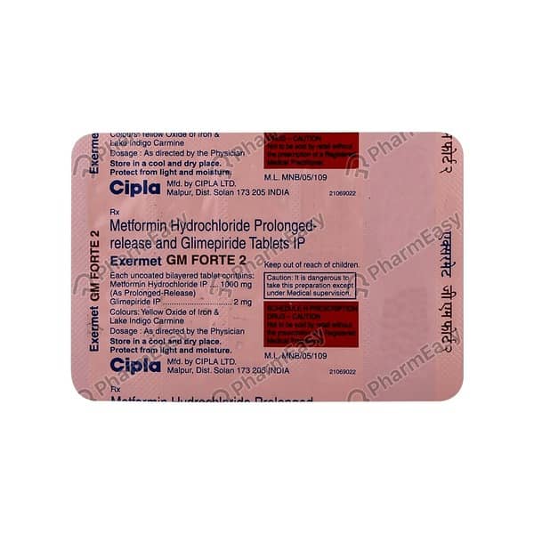 Exermet Gm Forte 2mg Strip Of 15 Tablets
