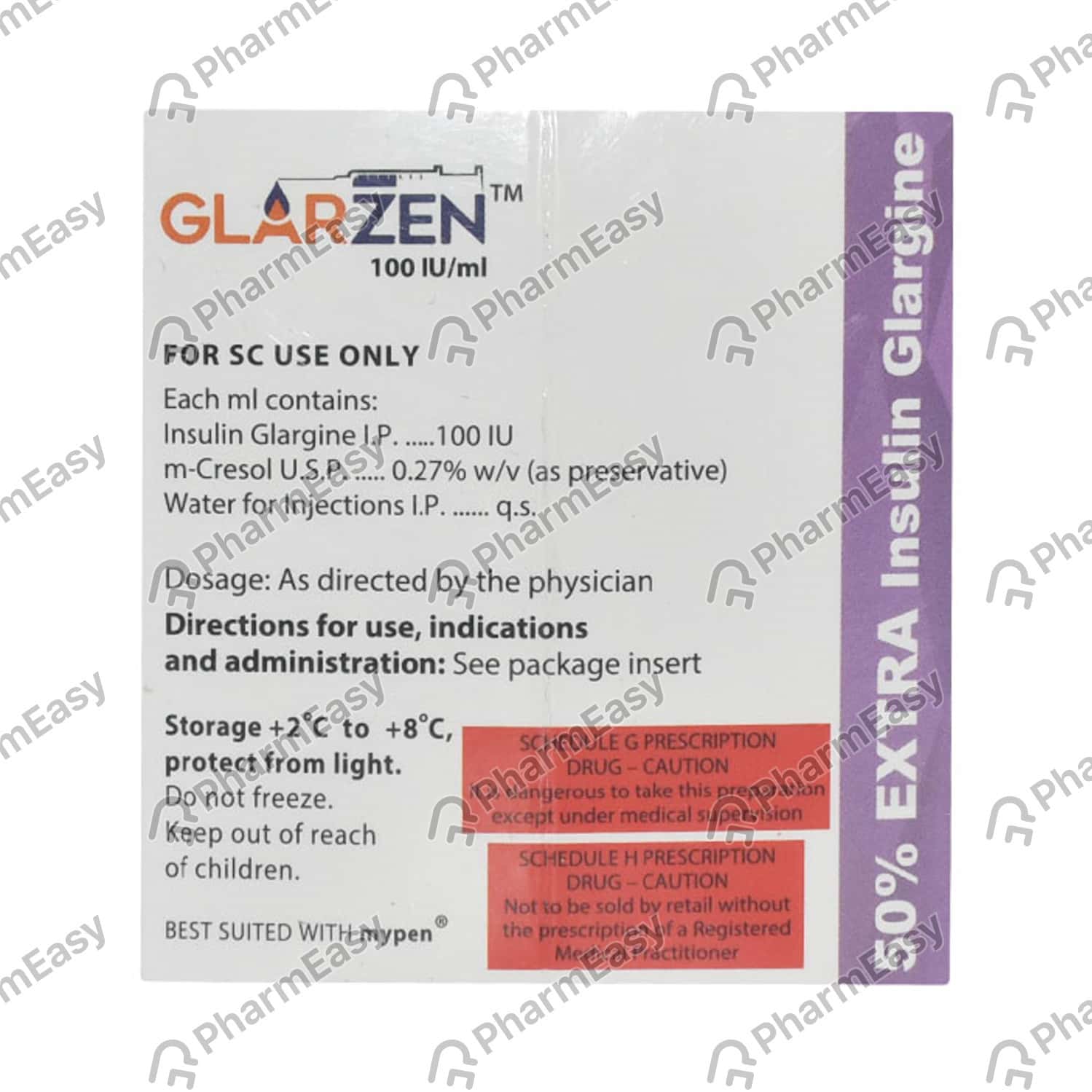 Glarzen 100 IU/ML Injection (3): Uses, Side Effects, Price & Dosage ...