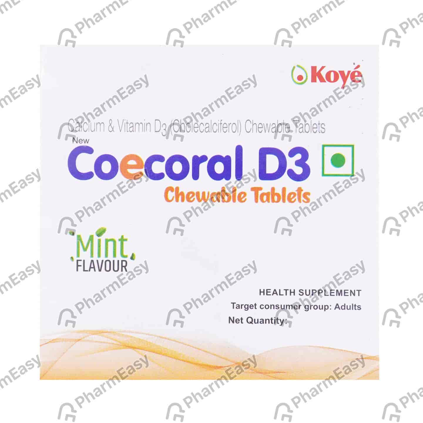 New Coecoral D3 Mint Flavour Strip Of 15 Chewable Tablets