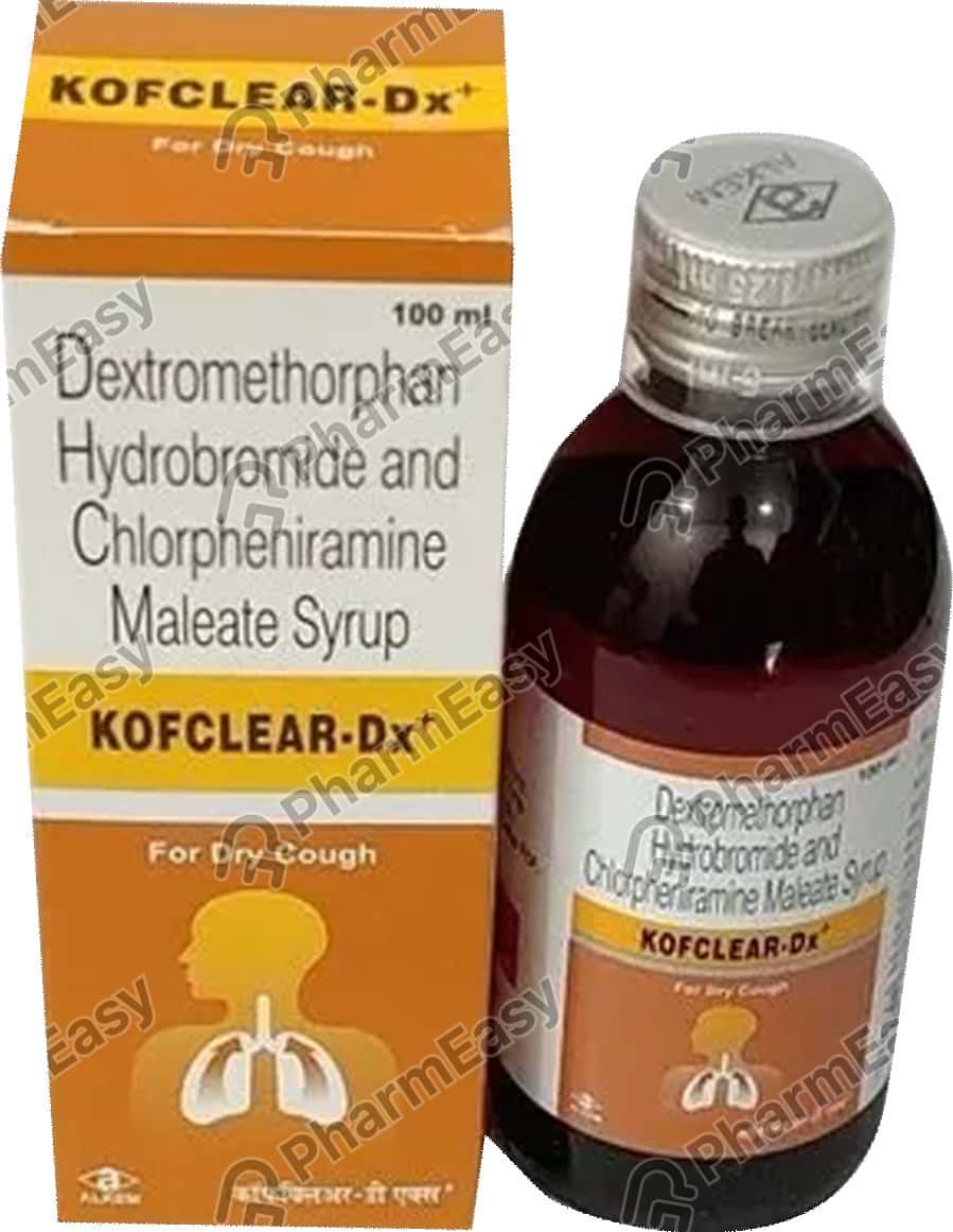 Kofclear Dx Plus Bottle Of 100ml Dry Cough Syrup Uses, Side Effects