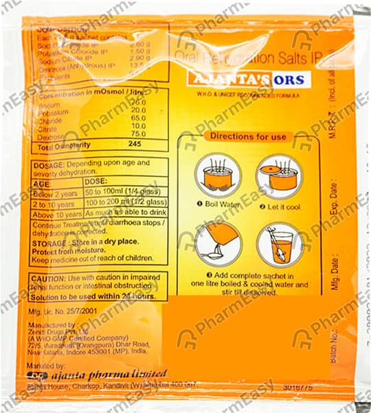 Ajantas Ors Orange Flavour Sachet Of 21.8gm Granules