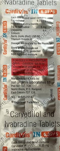 Cardivas In 6.25/5mg Strip Of 10 Tablets