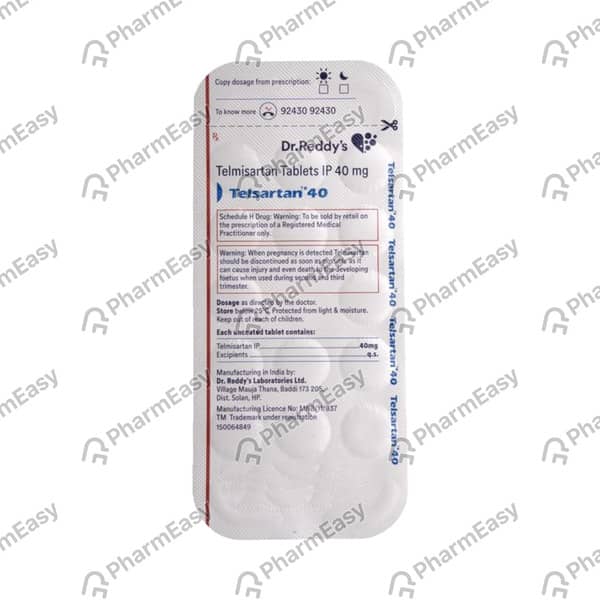 Telsartan 40mg Strip Of 30 Tablets