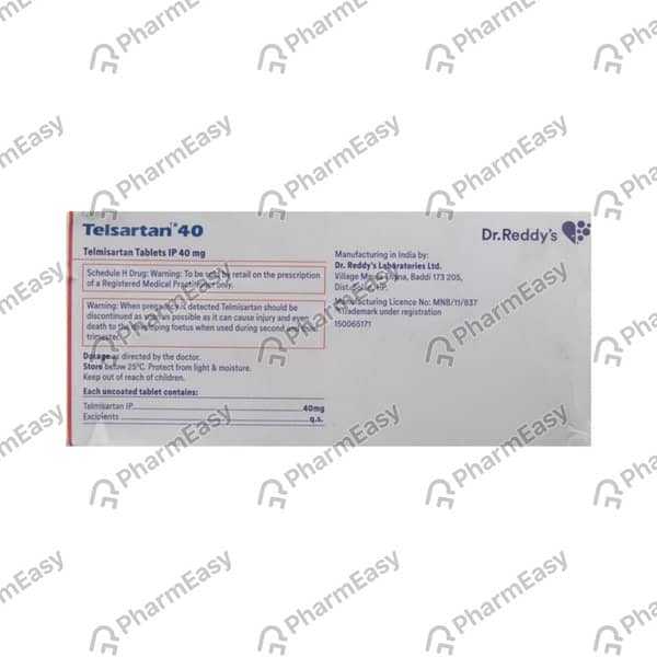 Telsartan 40mg Strip Of 30 Tablets