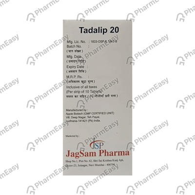 Tadalip 20 Strip Of 10 Tablets